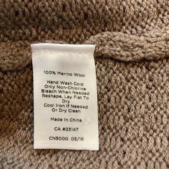 Talbots Pure Merino Cardigan Med Brown /Taupe Textured V-Neck Collar, EUC, Large - Picture 12 of 15